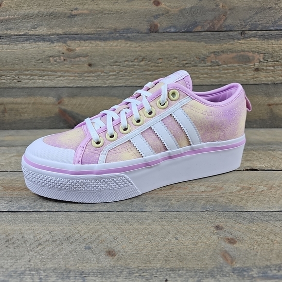 adidas Nizza Platform Women's Originals Shoes Bliss Lilac/Cloud White/Yellow - Picture 3 of 12